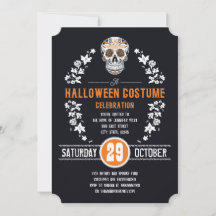Halloween Costume Party Sugar Skull Einladungen