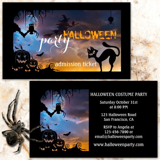 Halloween Costume Party Ticket Business Card Begleitkarte