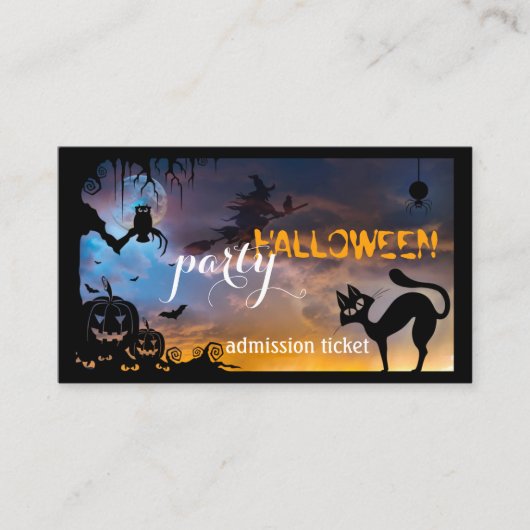 Halloween Costume Party Ticket Business Card Begleitkarte (Vorderseite)