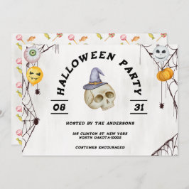 Halloween Costume Party Wasserfarbe Einladung