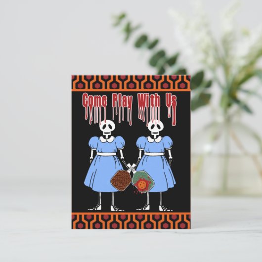 Halloween Costume Pickleball Party Horror Twins Einladung (Stehend Vorderseite)