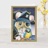Halloween Costume Pirate Mouse Wasserfarbe Kunst Karte (Gelbe Blume)
