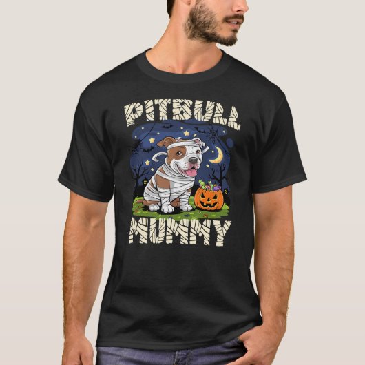 Halloween Costume Pitbull Lover Mummy Dog Owner T-Shirt (Vorderseite)