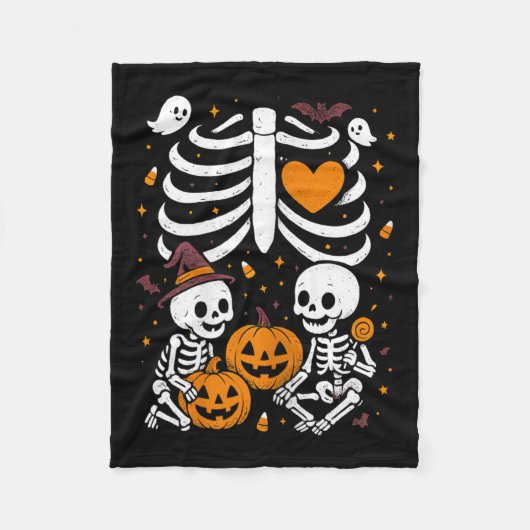 Halloween Costume Pregnant Woman Twins Pumpkin Rib Fleecedecke (Vorderseite)