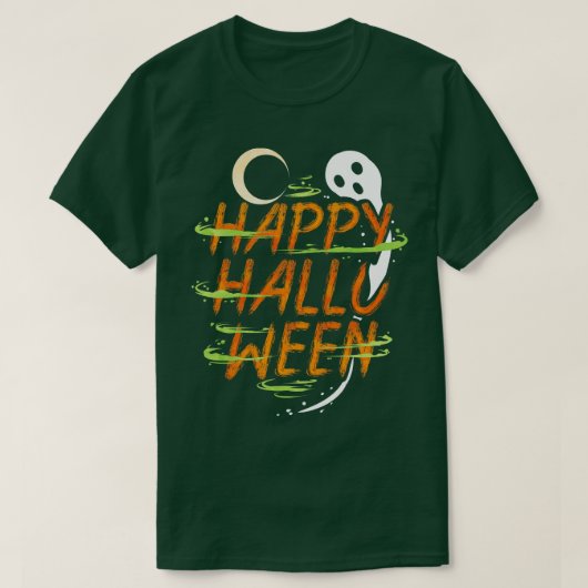 Halloween Costume Spirit Ghost Moon wünscht Happy T-Shirt (Design vorne)