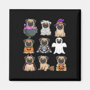 Halloween Costume Spooky Ghost Pumpkin Mops Hallow Magnet
