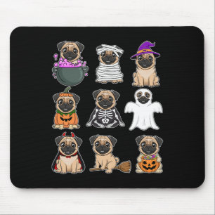 Halloween Costume Spooky Ghost Pumpkin Mops Hallow Mousepad