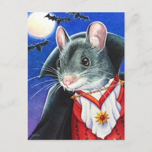 Halloween Costume Vampire Maus Wasserfarben Kunst Postkarte (Vorderseite)