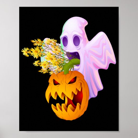 Halloween Costume Vintag Floral Ghost Pumpkin Poster (Vorne)