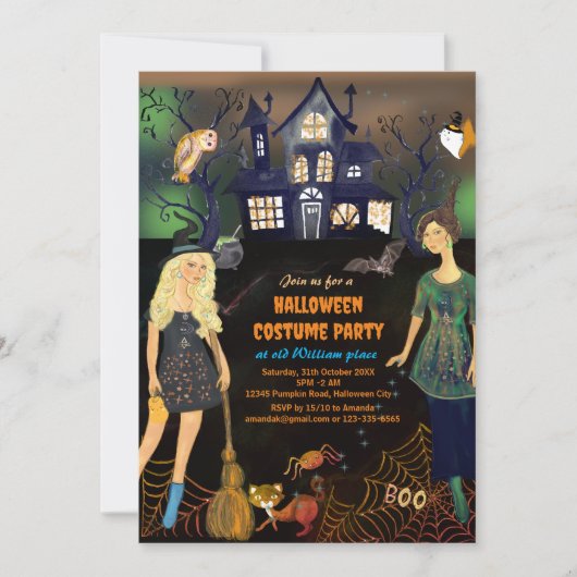 HALLOWEEN COSTUME WITCHES PARTY EINLADUNG (Vorderseite)