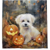 Halloween Coton De Tulear mit Pumpkins Beängstigen Duschvorhang (Vorderseite)