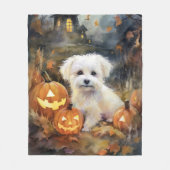 Halloween Coton De Tulear mit Pumpkins Beängstigen Fleecedecke (Vorderseite)