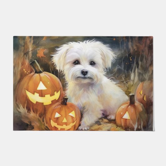 Halloween Coton De Tulear mit Pumpkins Beängstigen Fußmatte (Vorderseite)
