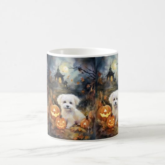 Halloween Coton De Tulear mit Pumpkins Beängstigen Kaffeetasse (Mittel)