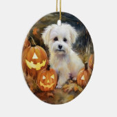 Halloween Coton De Tulear mit Pumpkins Beängstigen Keramik Ornament (Rechts)