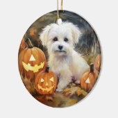 Halloween Coton De Tulear mit Pumpkins Beängstigen Keramik Ornament (Links)