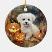 Halloween Coton De Tulear mit Pumpkins Beängstigen Keramik Ornament (Hinten)