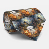 Halloween Coton De Tulear mit Pumpkins Beängstigen Krawatte (Gerollt)