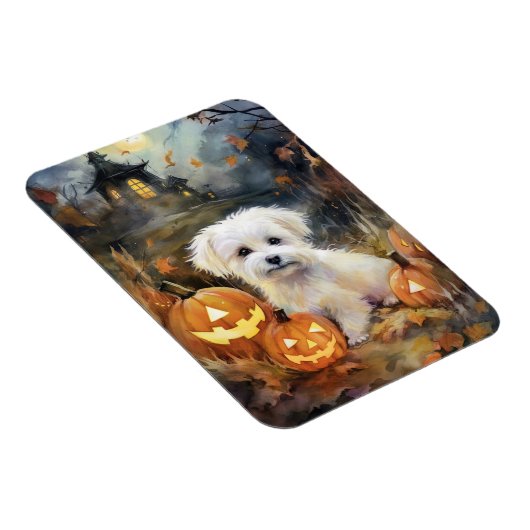 Halloween Coton De Tulear mit Pumpkins Beängstigen Magnet (Rechte Seite)