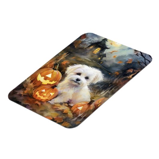 Halloween Coton De Tulear mit Pumpkins Beängstigen Magnet (Linke Seite)