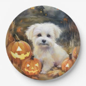Halloween Coton De Tulear mit Pumpkins Beängstigen Pappteller (Vorderseite)
