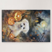 Halloween Coton De Tulear mit Pumpkins Beängstigen Puzzle (Horizontal)