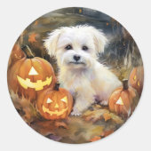 Halloween Coton De Tulear mit Pumpkins Beängstigen Runder Aufkleber (Vorderseite)