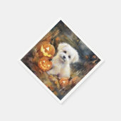 Halloween Coton De Tulear mit Pumpkins Beängstigen Serviette (Ecke)