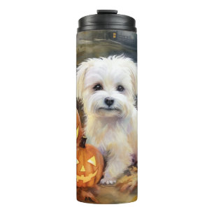 Halloween Coton De Tulear mit Pumpkins Beängstigen Thermosbecher