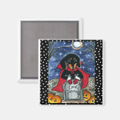 Halloween Count Dackel Magnet (Vorderseite/Rückseite)