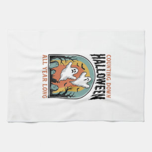 Halloween-Countdown-Shirt Vintage-Friedhofs-Grafik Geschirrtuch