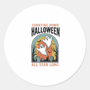 Halloween-Countdown-Shirt Vintage-Friedhofs-Grafik Runder Aufkleber