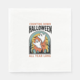 Halloween-Countdown-Shirt Vintage-Friedhofs-Grafik Serviette