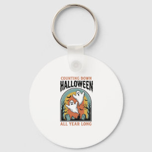 Halloween-Countdown-Shirt Vintage-Friedhofsgrafik Schlüsselanhänger