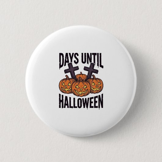Halloween-Countdown-Shirt Vintage-Kürbis-Design_1 Button (Vorderseite)