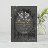 Halloween Couples Dusche Verlobung Gothic Skull Einladung (Stehend Vorderseite)