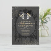 Halloween Couples Dusche Verlobung Gothic Skull Einladung (Stehend Vorderseite)