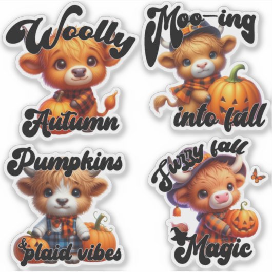 Halloween Cow and Jack-o' Lanterns Sticker Sheet (Vorderseite)