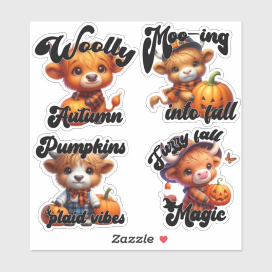 Halloween Cow and Jack-o' Lanterns Sticker Sheet (Blatt)