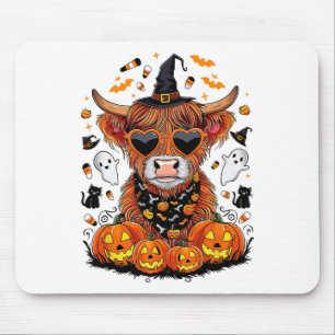 Halloween Cow Farm Western Ghost Cow Witchy Pumpki Mousepad