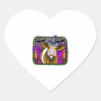 Halloween Cow Herz-Aufkleber