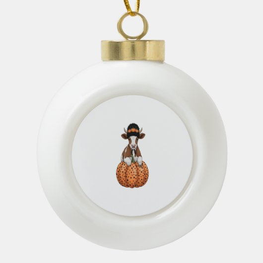 Halloween Cow Keramik Kugel-Ornament (Vorderseite)