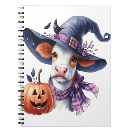 Halloween Cow mit Herbst Notizblock (Vorderseite)