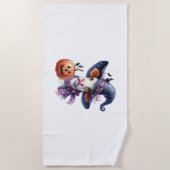 Halloween Cow mit Herbst Strandtuch (Vorderseite)