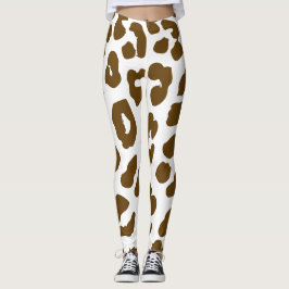 Halloween Cow Print Brown Leggings
