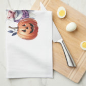 Halloween Cow with Fall Geschirrtuch (Viertel Falte)