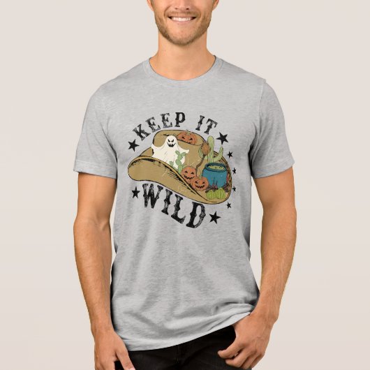 Halloween Cowboy Behielt It Wild Country Tri-Blend Shirt (Vorderseite)