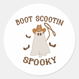 Halloween Cowboy Boot Scootin Spooky Runder Aufkleber