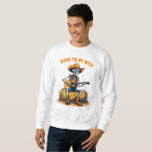 Halloween Cowboy-Skelett Gitarre spielen Sweatshirt (Vorne ganz)