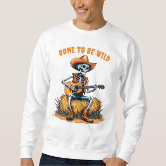 Halloween Cowboy-Skelett Gitarre spielen Sweatshirt